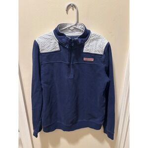 Vineyard Vines Girls Sz Medium 10-12 Blue 1/4 Zip Pullover Sweater